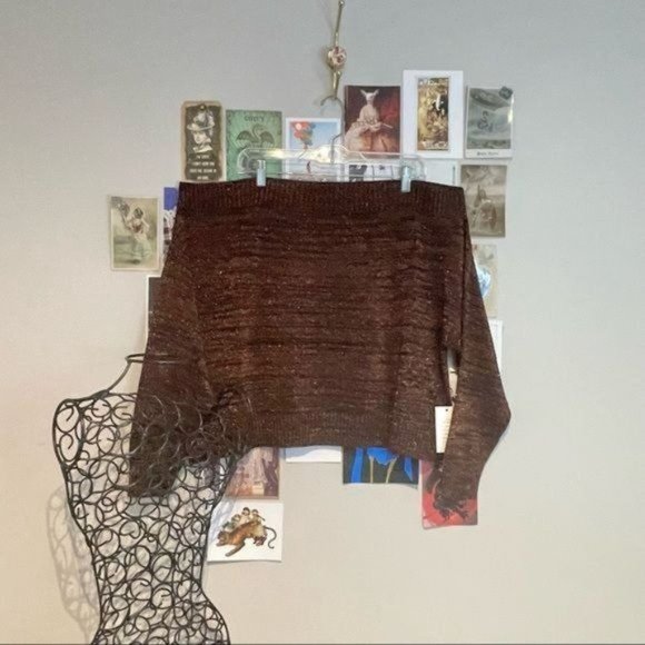 ELOQUII METALLIC RIB KNIT WIDE OFF THE SHOULDER NECK HEATHERED SWEATER 18/20 NWT - Picture 3 of 7